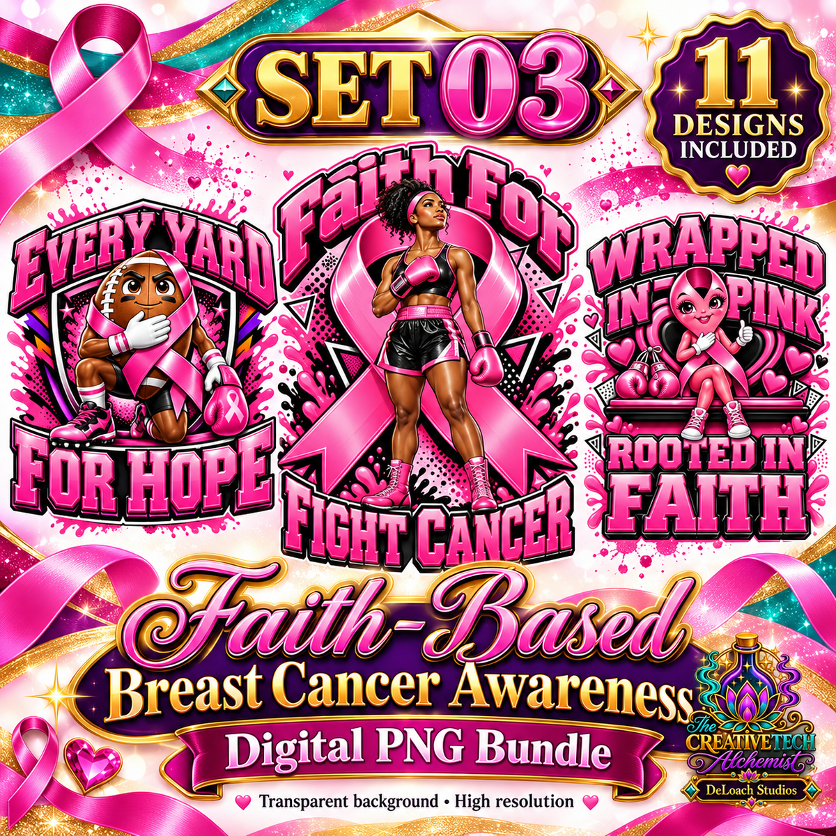 Strength in Pink Set 03 eleven PNG designs glossy promotional cover