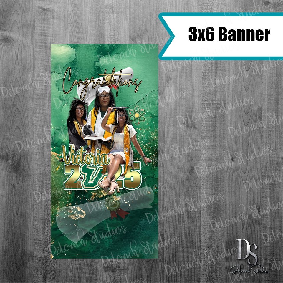 Victoria - Custom Graduation Banner – Class of 2025 Indoor/Outdoor Personalized Banner (Choose 3x6 or 6x3)