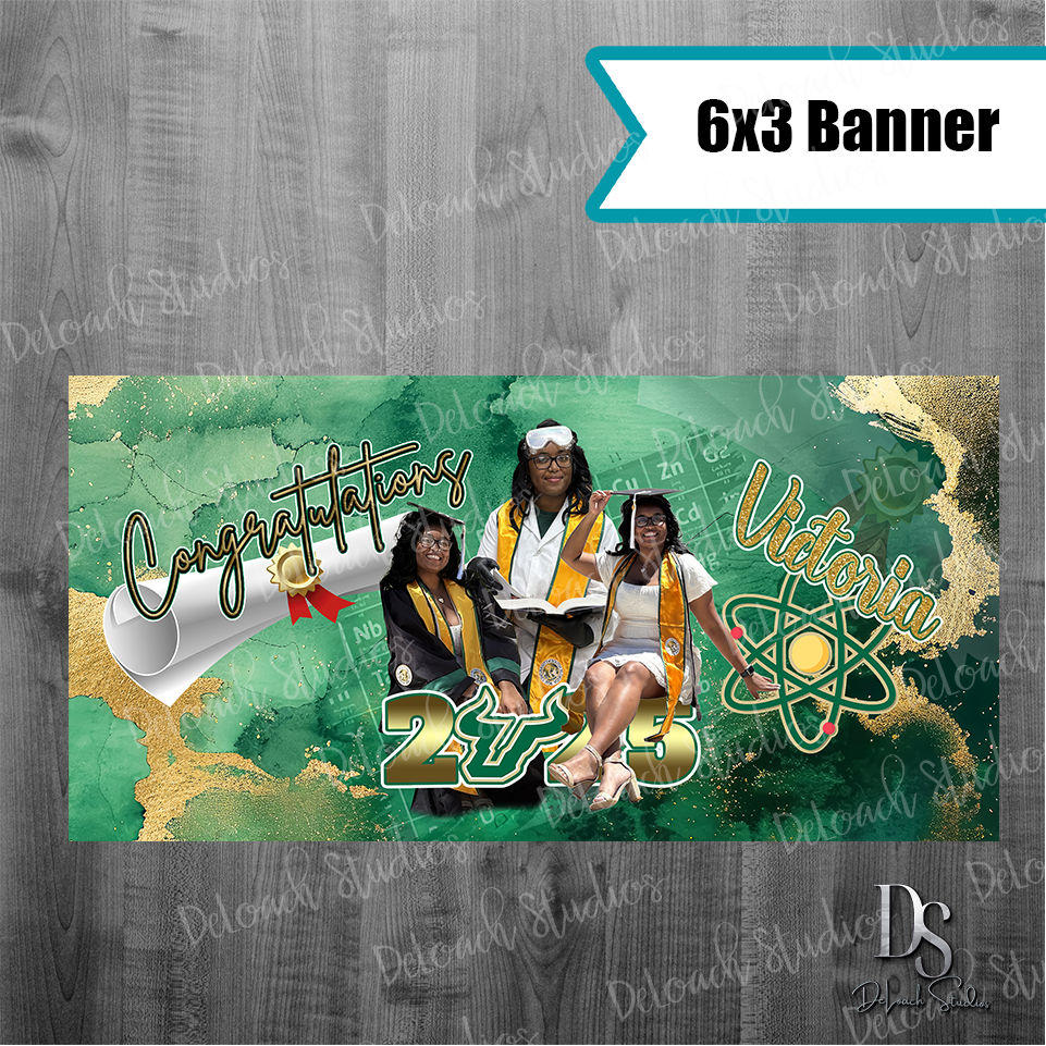 Victoria - Custom Graduation Banner – Class of 2025 Indoor/Outdoor Personalized Banner (Choose 3x6 or 6x3)