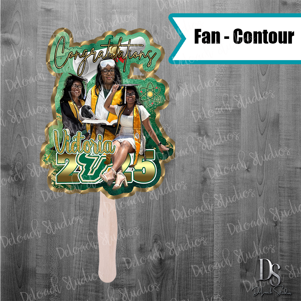 Victoria - Custom Graduation Hand Fans โ Class of 2025 Personalized Party Fans (Set of 6)