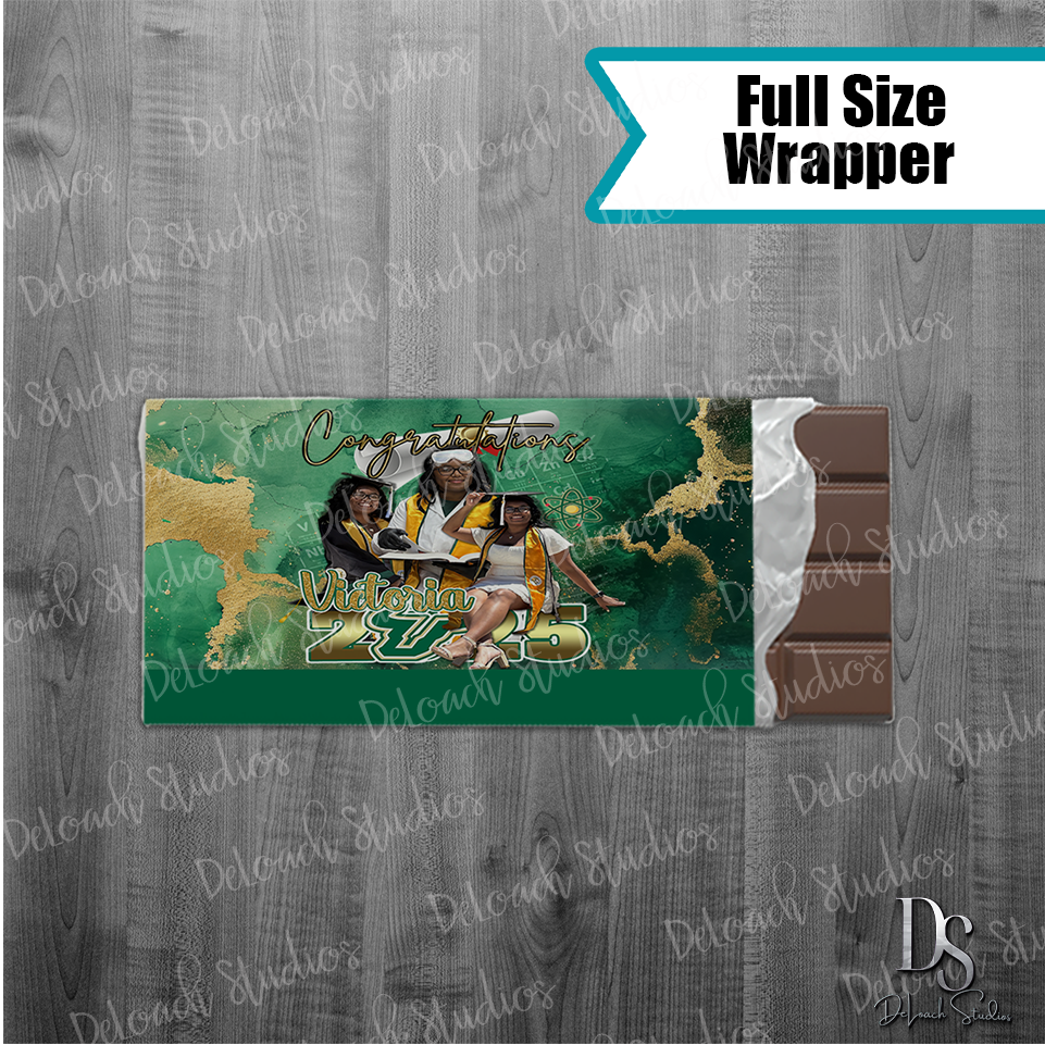 Victoria - Custom Graduation Candy Bar Wrappers – Class of 2025 Party Favors (Set of 6)