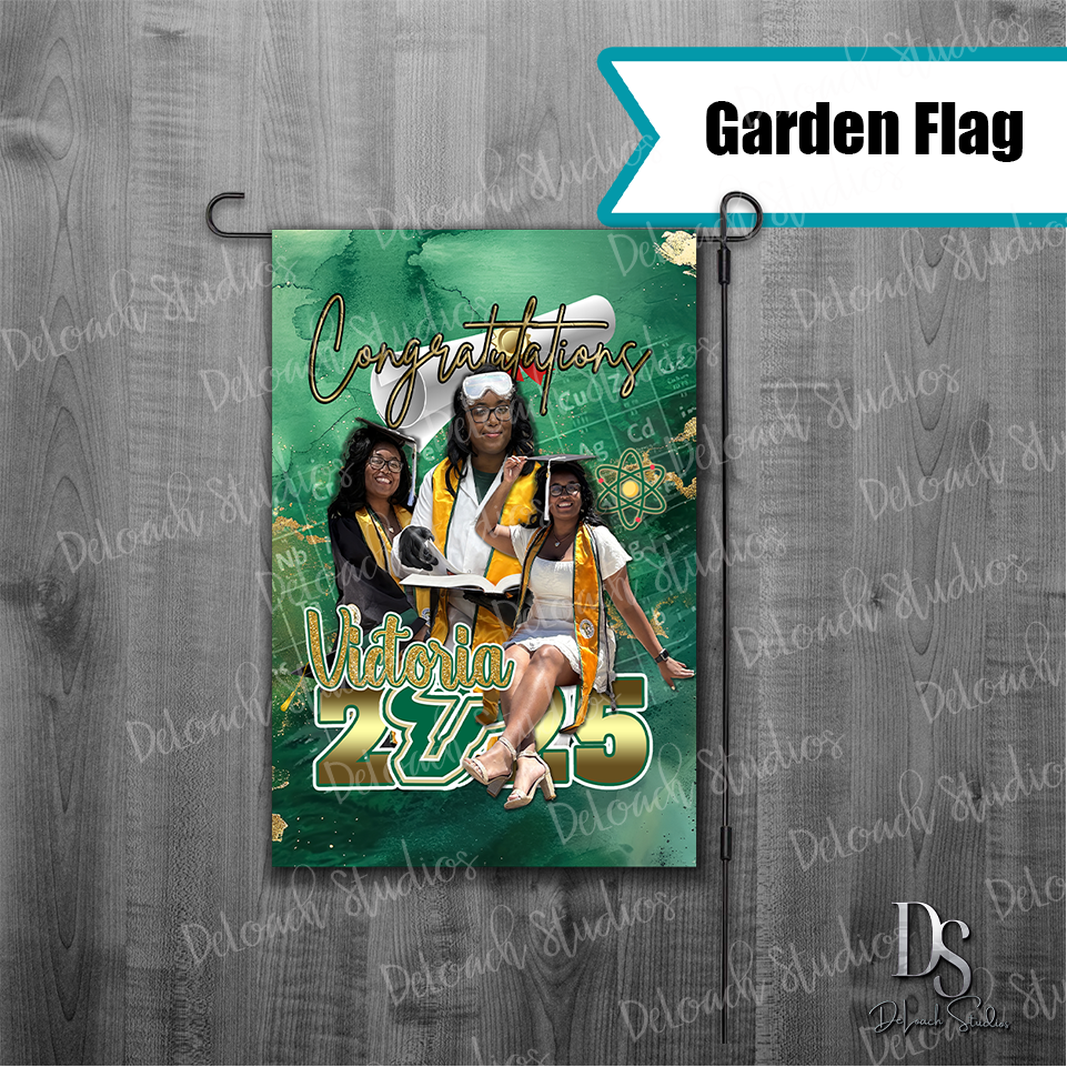 Victoria - Custom Graduation Garden Flag – Class of 2025 Personalized Outdoor Flag (12x18 inches)