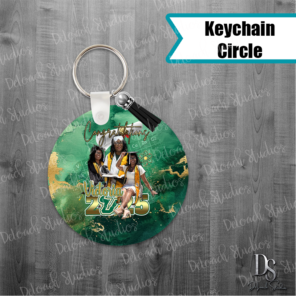 Victoria - Custom Graduation Keychain – Class of 2025 Personalized Photo Keepsake (Choose Shape: Square, Rectangle, or Circle)