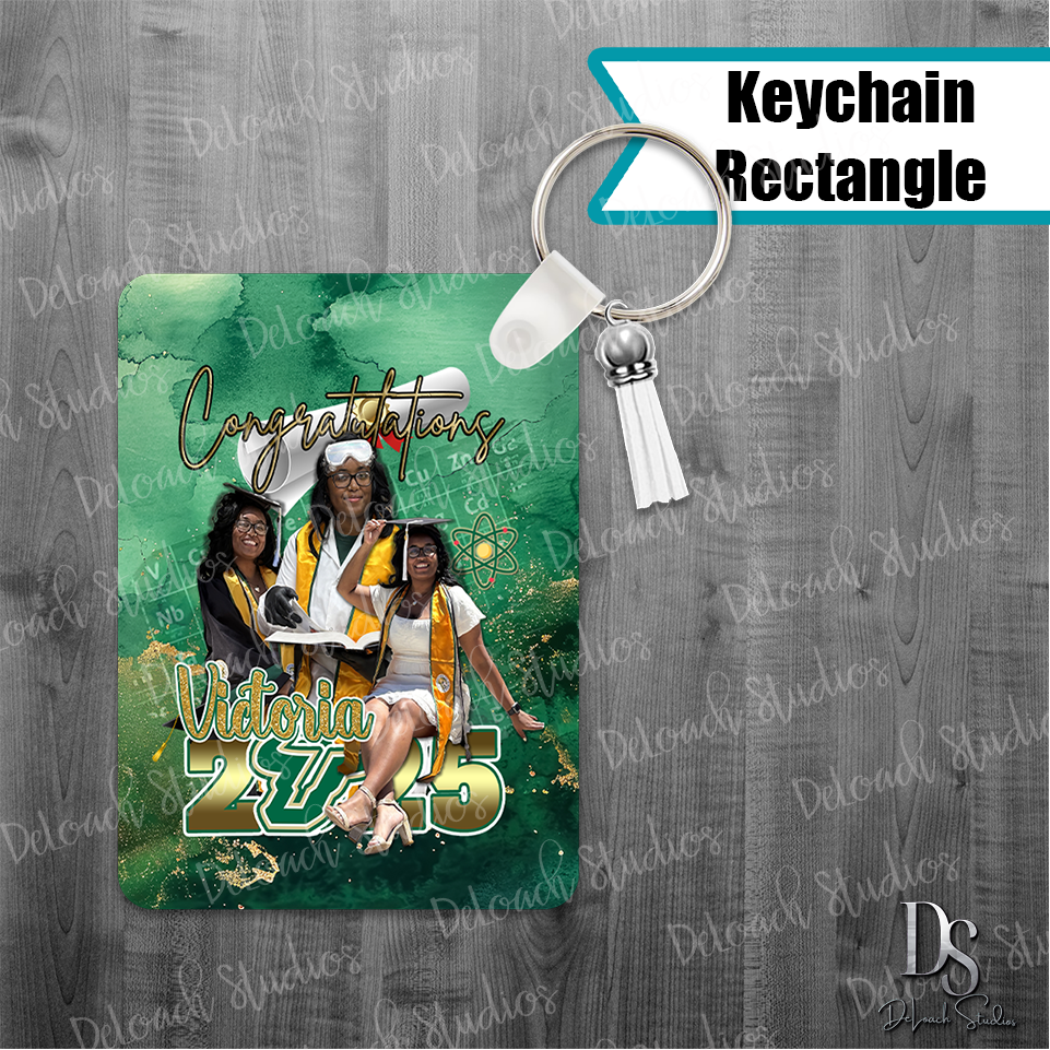 Victoria - Custom Graduation Keychain – Class of 2025 Personalized Photo Keepsake (Choose Shape: Square, Rectangle, or Circle)