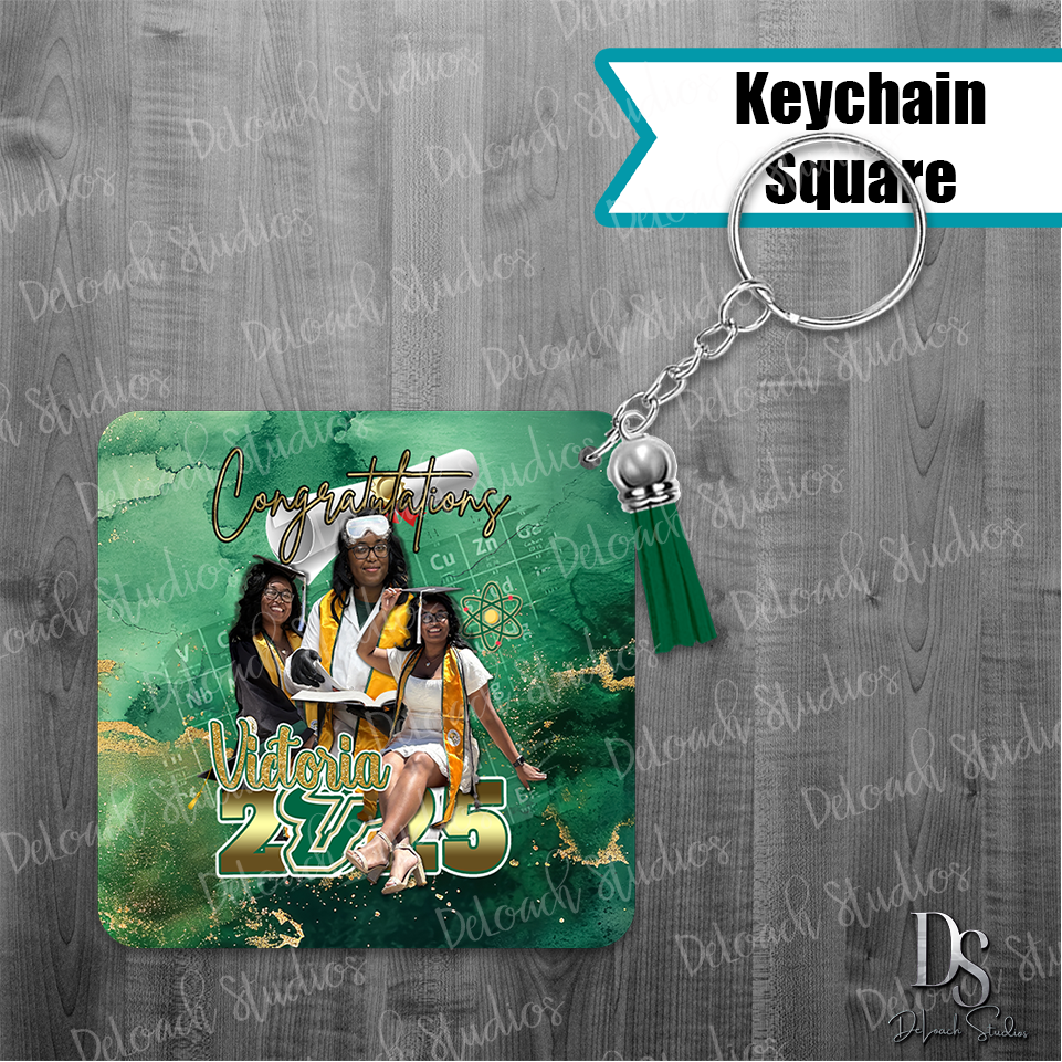 Victoria - Custom Graduation Keychain – Class of 2025 Personalized Photo Keepsake (Choose Shape: Square, Rectangle, or Circle)