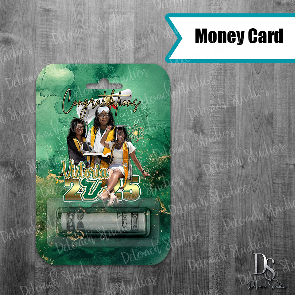 Victoria - Custom Graduation Money Holder Card โ Class of 2025 Personalized Cash Gift Holder