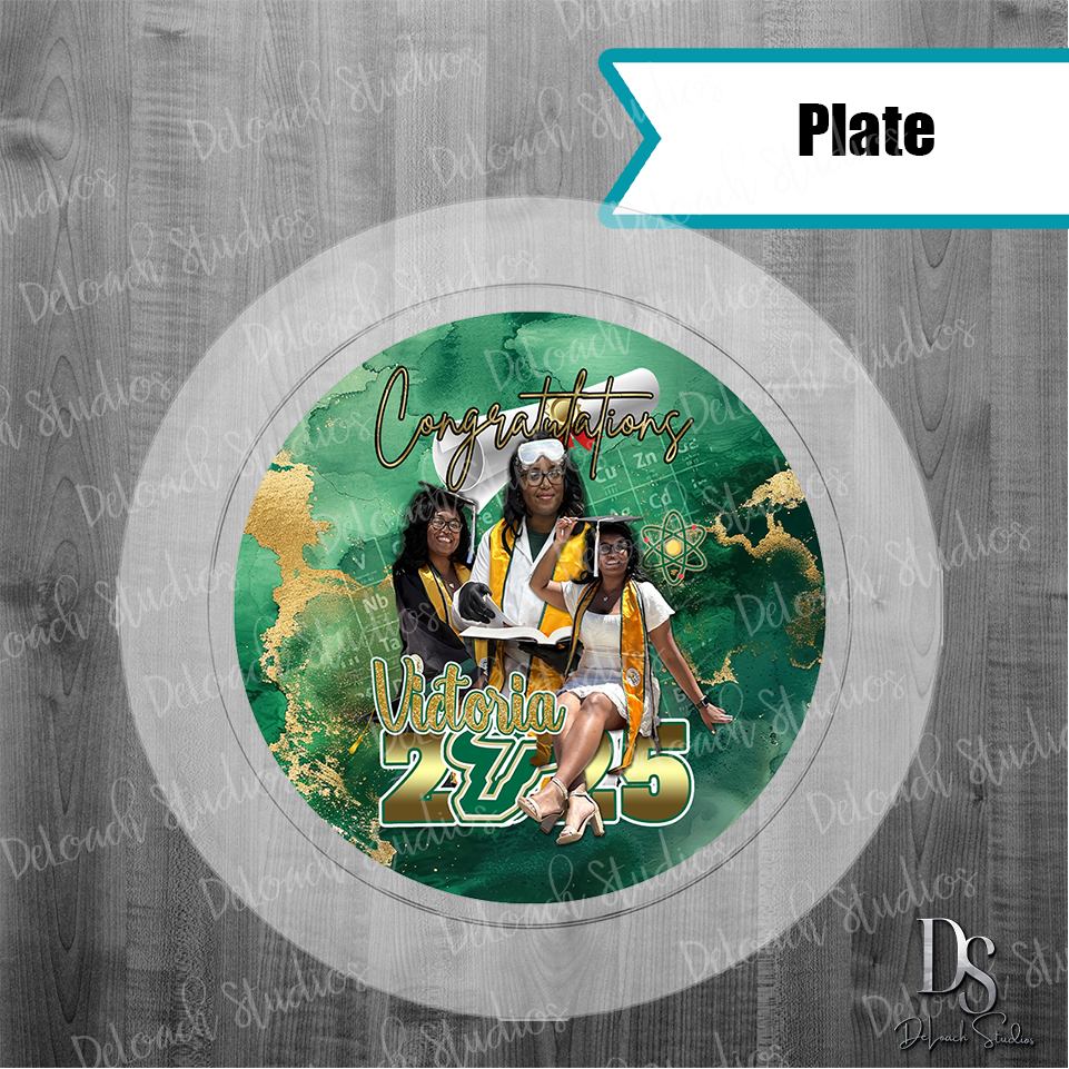 Victoria -Custom Graduation Party Plates โ Class of 2025 Personalized Plates (Set of 6)