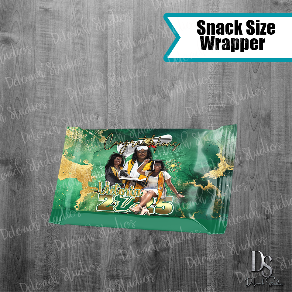 Victoria - Custom Graduation Snack-Size Candy Wrappers – Class of 2025 Party Favors (Set of 6)
