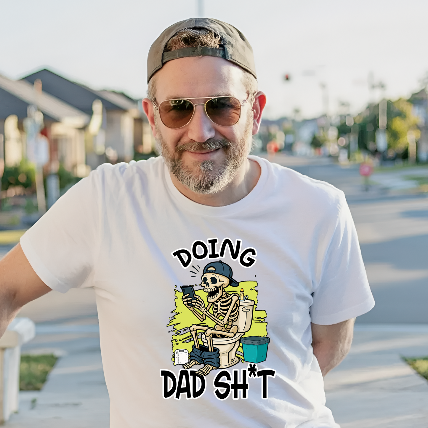 Doing Dad Sh*t Skeleton Tee – Funny Sarcastic Father’s Day Shirt | Chill Dad Life Graphic Tee | Unisex Shirt