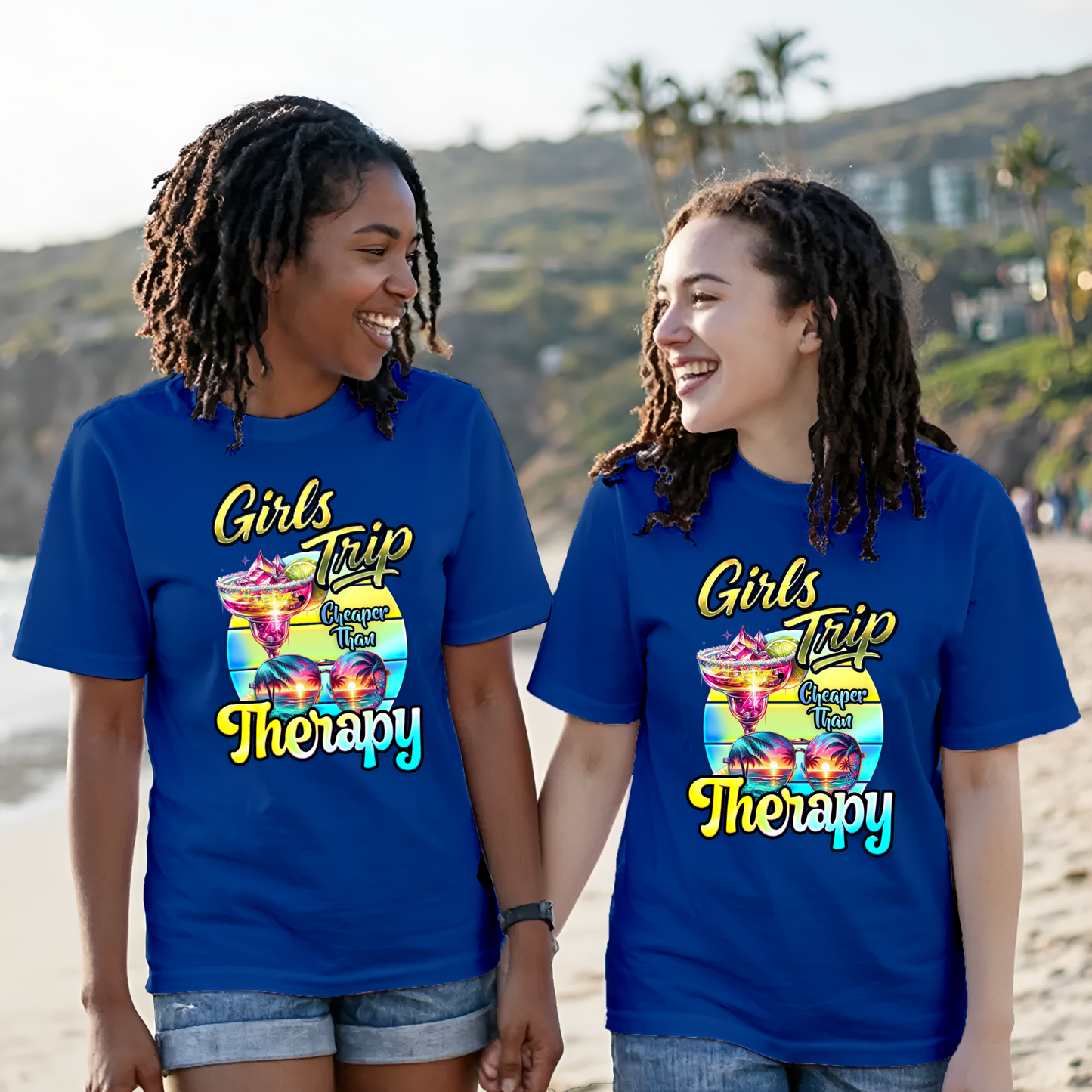 Girls Trip Shirt – “Cheaper Than Therapy” Matching Vacation Tee | Funny Beach Getaway T-Shirt for Women | Unisex Fit