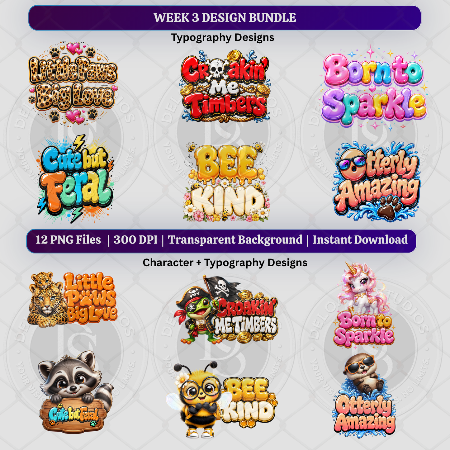 Week 3 Cute Character Design Bundle | 18 PNG Graphics