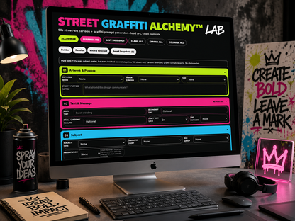 Street Graffiti Alchemy Lab | 90s Street-Art Prompt Generator