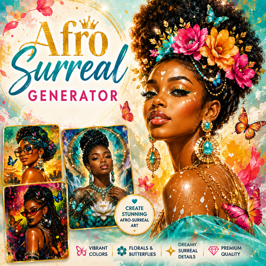 Afro-Surreal Masterpiece Generator | 3-in-1 Prompt Studio for Art, Motion & Music