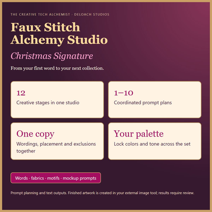 Christmas Signature features: twelve creative stages, one to ten prompt plans, one-copy master and palette coordination
