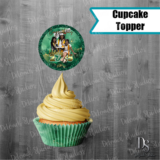 Victoria - Custom Graduation Cupcake Toppers – Class of 2025 Personalized (Circle or Contour | Set of 6)