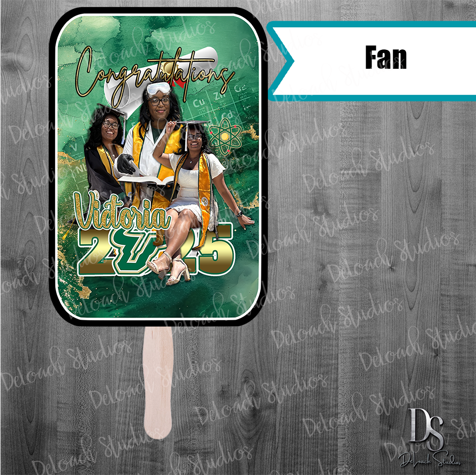 Victoria - Custom Graduation Hand Fans – Class of 2025 Personalized Party Fans (Set of 6)