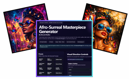 Afro-Surreal Masterpiece Generator | 3-in-1 Prompt Studio for Art, Motion & Music