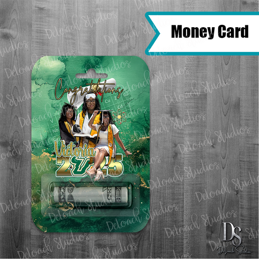 Victoria - Custom Graduation Money Holder Card – Class of 2025 Personalized Cash Gift Holder