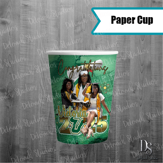 Victoria - Custom Graduation Paper Cups – Class of 2025 Personalized Party Cups (Set of 6)