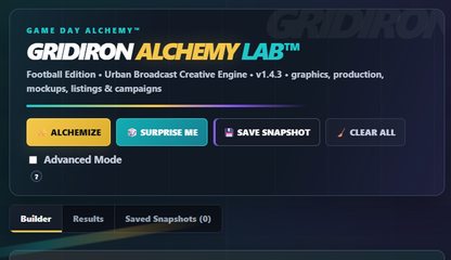 Gridiron Alchemy Lab™ | Premium Football Graphics & Game Day Creative Generator
