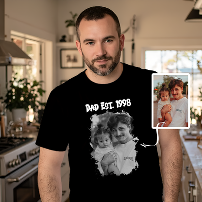Dad Custom Photo Shirt – Personalized Father’s Day Gift | Vintage-Inspired Photo Tee | Custom Year + Image Tee