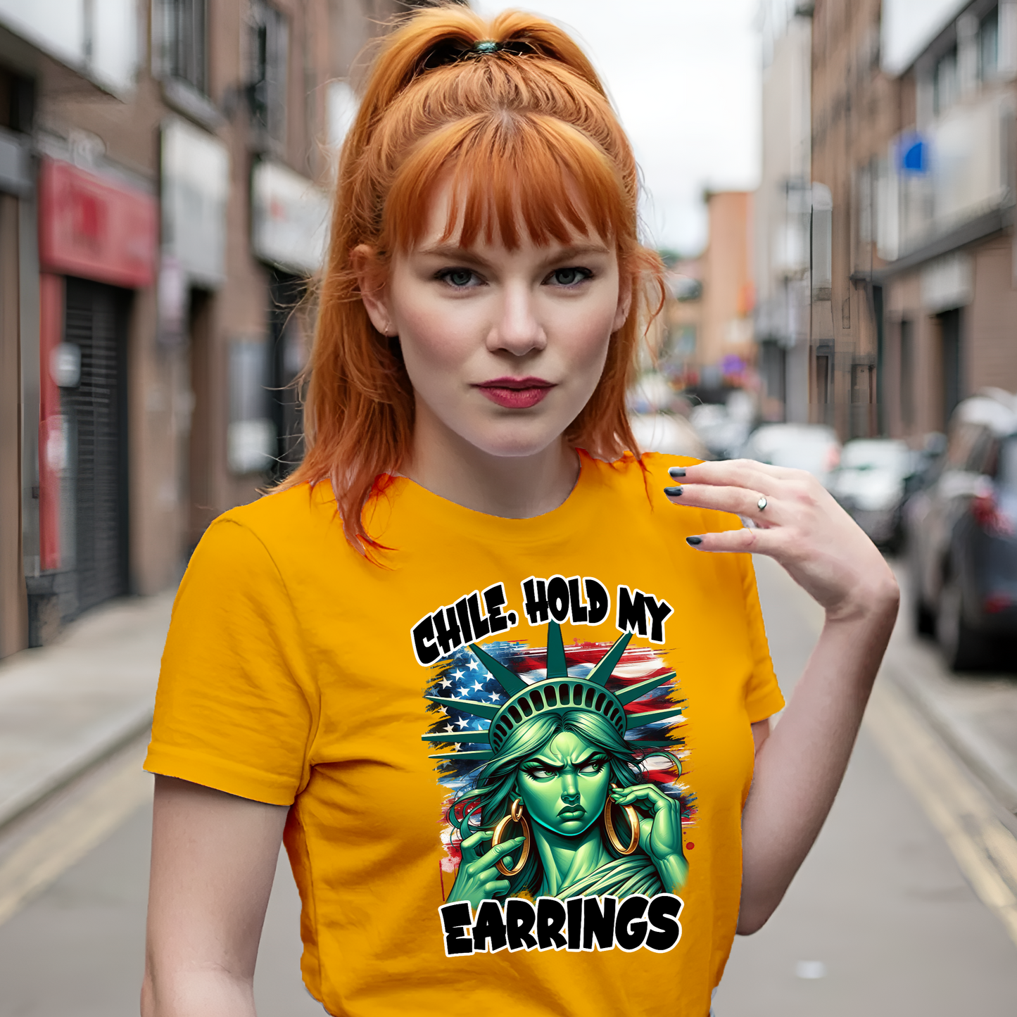Chile, Hold My Earrings Shirt – Bold Liberty Attitude Tee | Funny Political & Empowerment Graphic | Unisex Fit