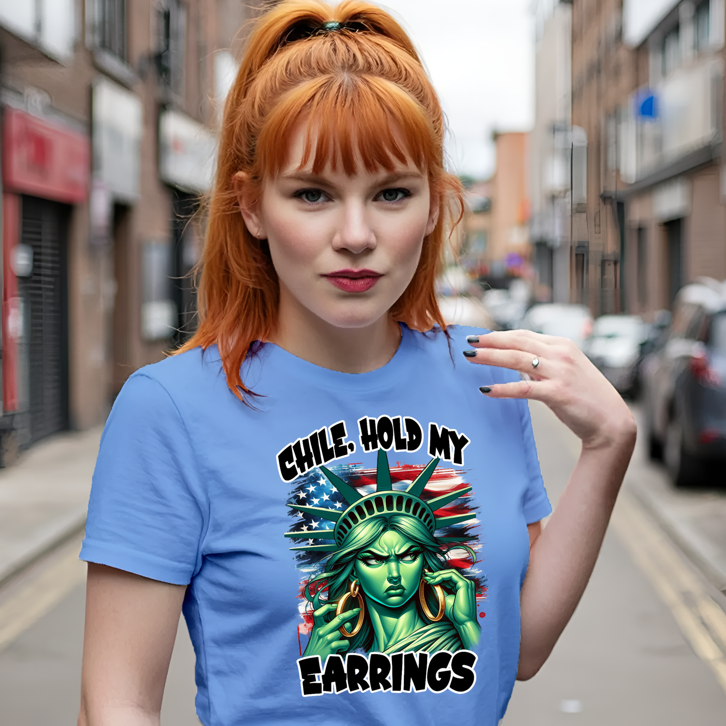 Chile, Hold My Earrings Shirt – Bold Liberty Attitude Tee | Funny Political & Empowerment Graphic | Unisex Fit