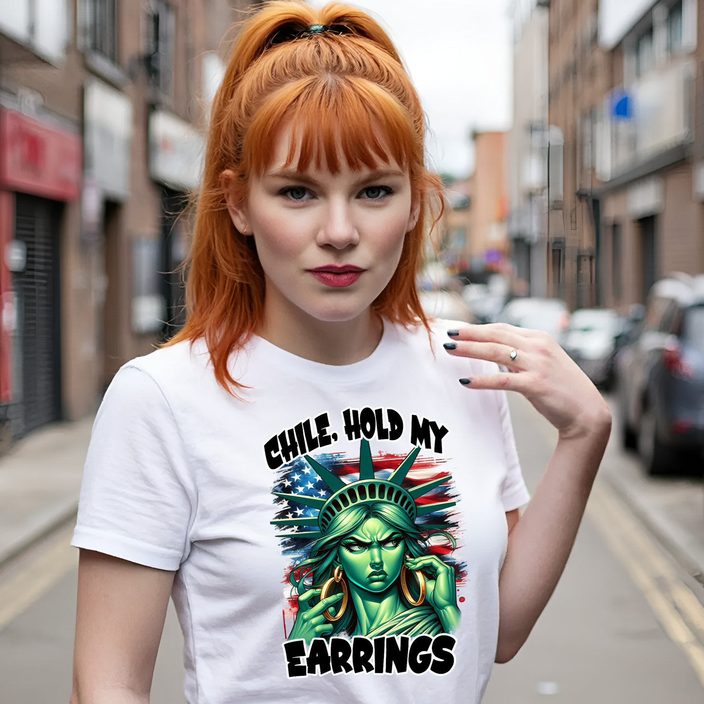 Chile, Hold My Earrings Shirt – Bold Liberty Attitude Tee | Funny Political & Empowerment Graphic | Unisex Fit