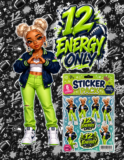 12 Energy Only – Sporty Chibi Football Sticker Pack PNG Bundle