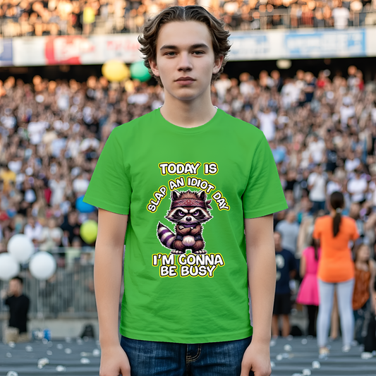 Today Is Slap an Idiot Day Shirt – Funny Raccoon Graphic Tee | Sarcastic Humor T-Shirt | Unisex Fit