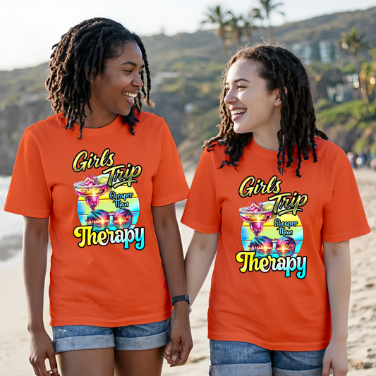 Girls Trip Shirt – “Cheaper Than Therapy” Matching Vacation Tee | Funny Beach Getaway T-Shirt for Women | Unisex Fit